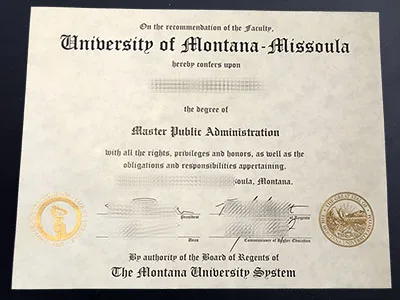 fake University of Montana Missoula diploma